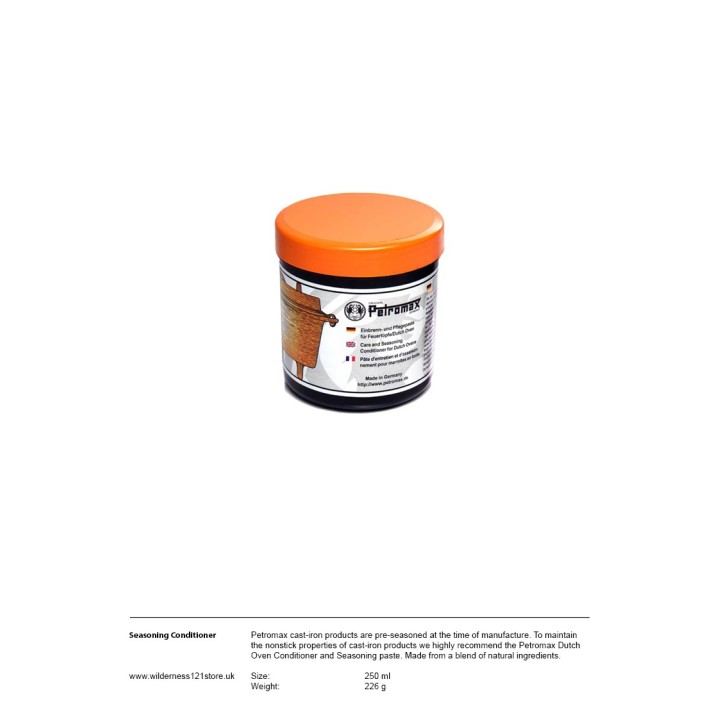 Petromax Dutch Oven Seasoning Conditioner fact sheet pfledge
