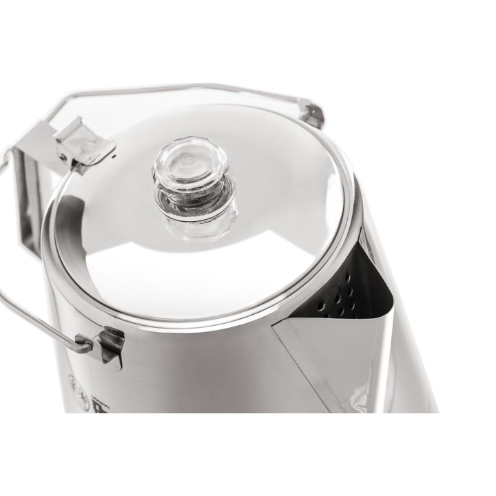 Stainless Steel Percolator factsheet top detail including glass knob
