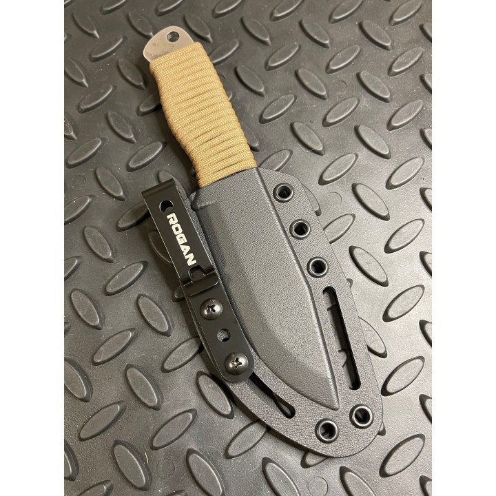 ROGAN RECON knife coyote wrap in sheath with clip